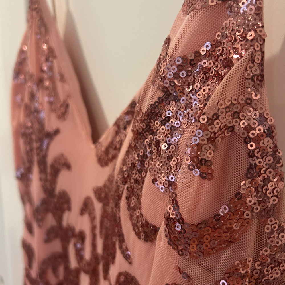 Lovely Day Sequin Dress Pink Rose Gold Spaghetti Strap NWT